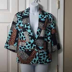 Erin by Erin London multi animal print pattern color blazer jacket Sz M